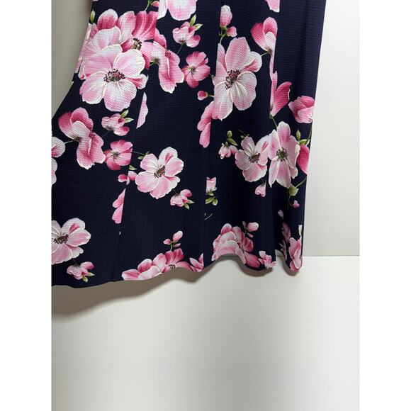 JH Women’s Size 8 Sheath Dress Fit & Flare Blue Pink Floral Easter Spring New - Picture 9 of 13